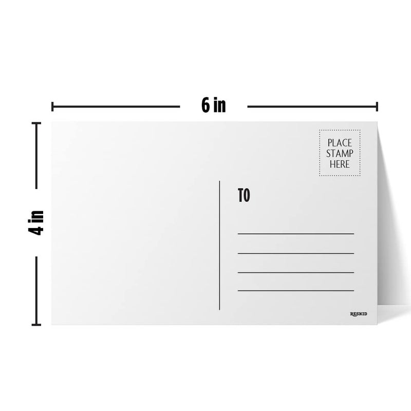 Reskid Blank Postcards for Mailing. 100 White 4x6 Blank Post Cards  Blank Mailable Postcards Set. 14pt Postcard Paper Cardstock  Bulk Post Card Pack. - Image 4